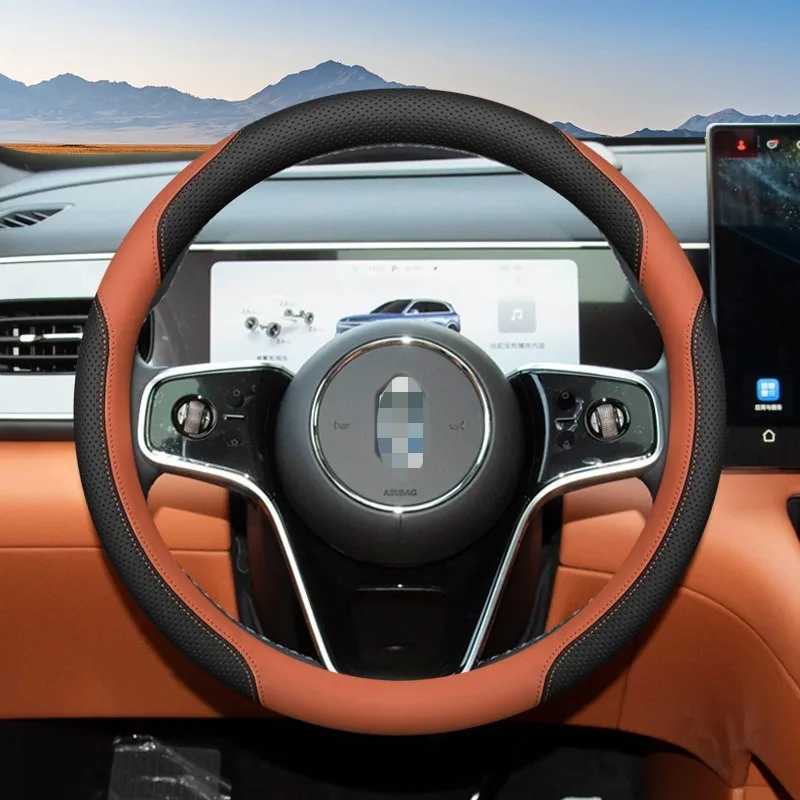 Nappa Leather Car Steering Wheel Cover for AITO M5 M7 M9 M6 M8 SERES 7 SERES 5 AITO Accessories Anti Slip Steering Wheel Covers 2