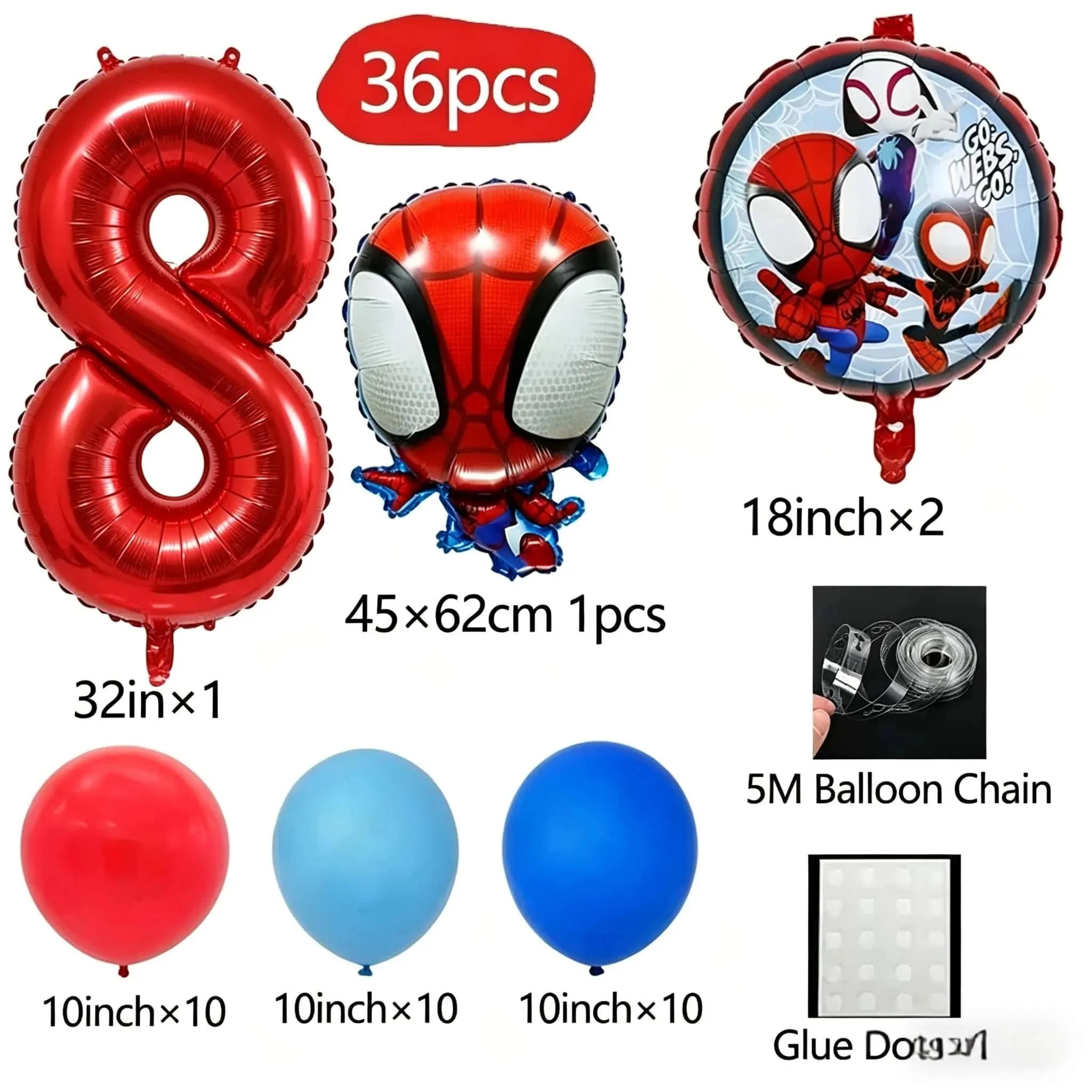 Spider en zijn geweldige vrienden Spider Number aluminium ballonnen verjaardagsparty decoraties ballon voor kinderen babyshower cadeaus