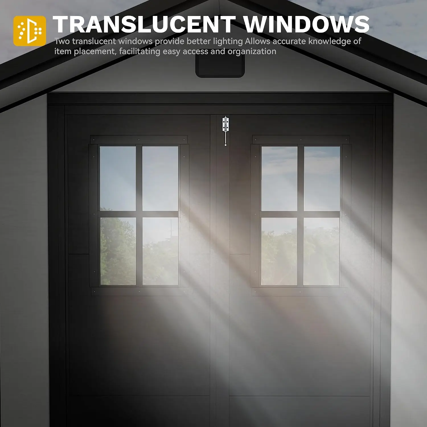 6x4.4 FT Outdoor Storage Shed, Plastic Garden Tool Shed with 2 Windows, Double-Wall Outside Shed for Lawn Mower, Garden Shed
