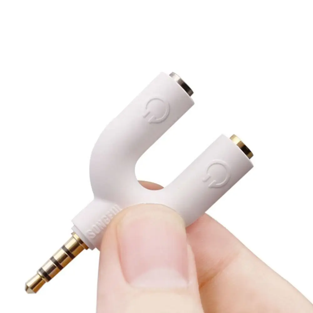 Audio Converter 3.5mm Plug Audio Cable U-shaped Audio Line Earphone Splitter Cable 4 Pole 2-way Jack Headset Splitter Speaker