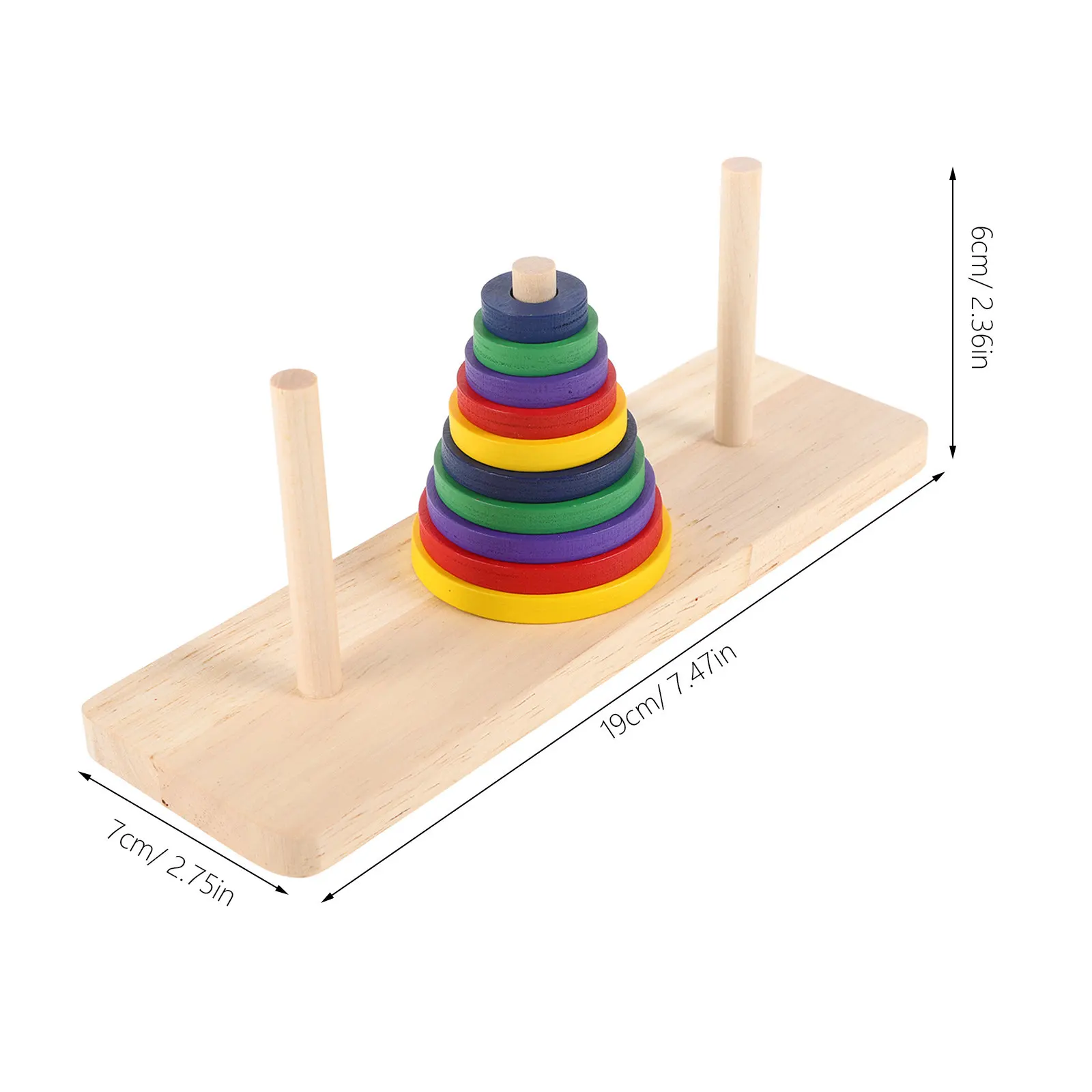 2Pcs Tower of Hanoi Discs Wooden Brain Puzzle Game Intellectual Development Tool for Logical Thinking Induction Reasoning