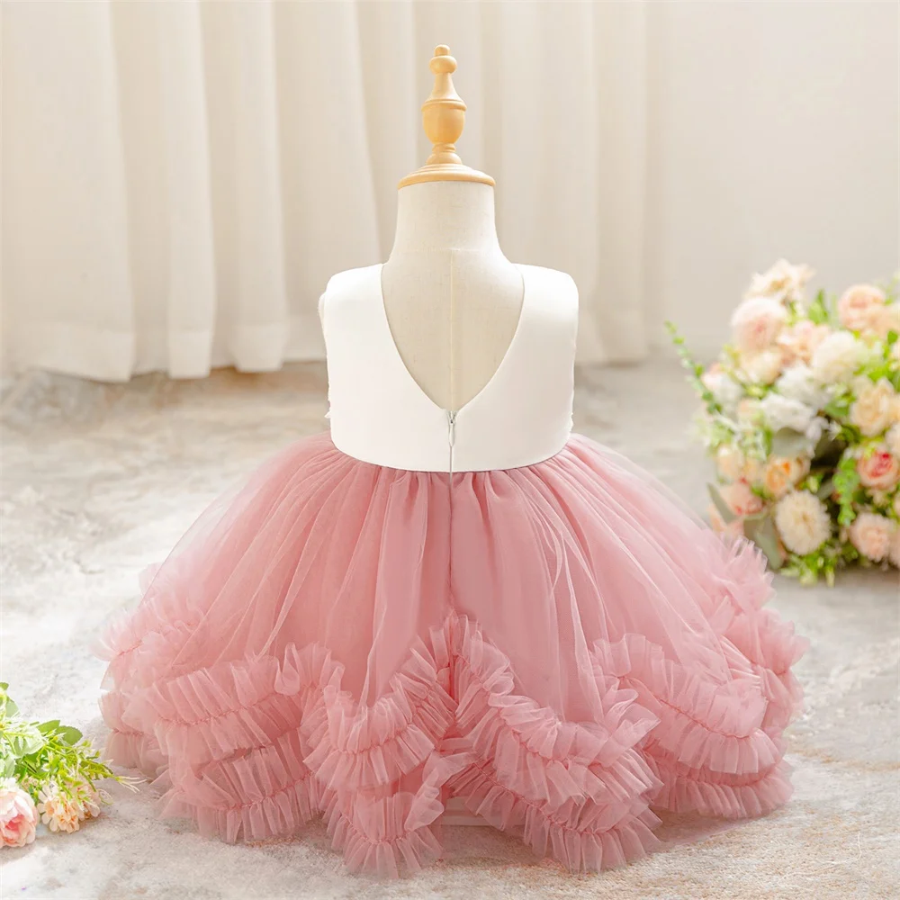 Young girl's versatile dress flower girl dress floral design sweet dress purple suitable for birthday parties birthday gift 4