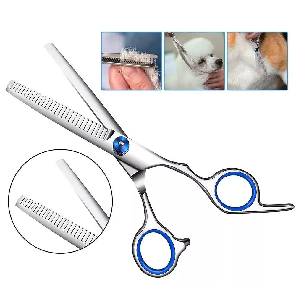 Professional Dog Grooming Scissors With Safety Round Tips Heavy Duty Titanium Stainless Steel Up-Curved Pet Grooming Scissors