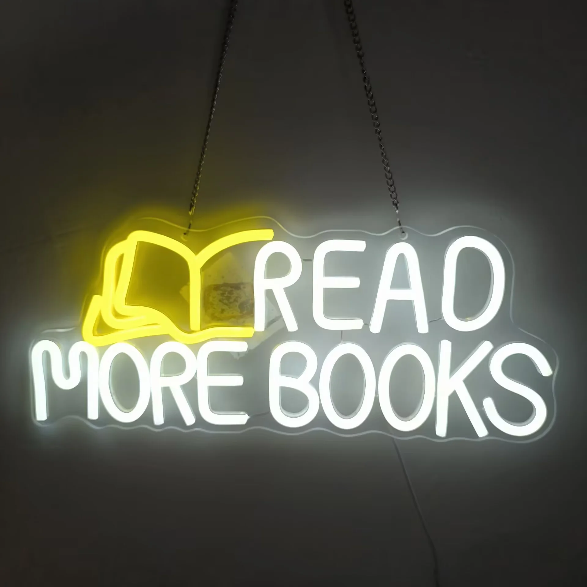 Read More Books Neon Sign LED Wall Art Hanging Chain USB Powered Library Study Room  Classroom Reading Corner Aesthetic Decor