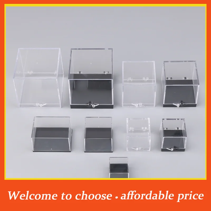 *1Pc cute Storage Boxes Lids Gemstone Display Coin Clear Container Specimen Mini Square Cube Acrylic Case Rough Mineral Standard