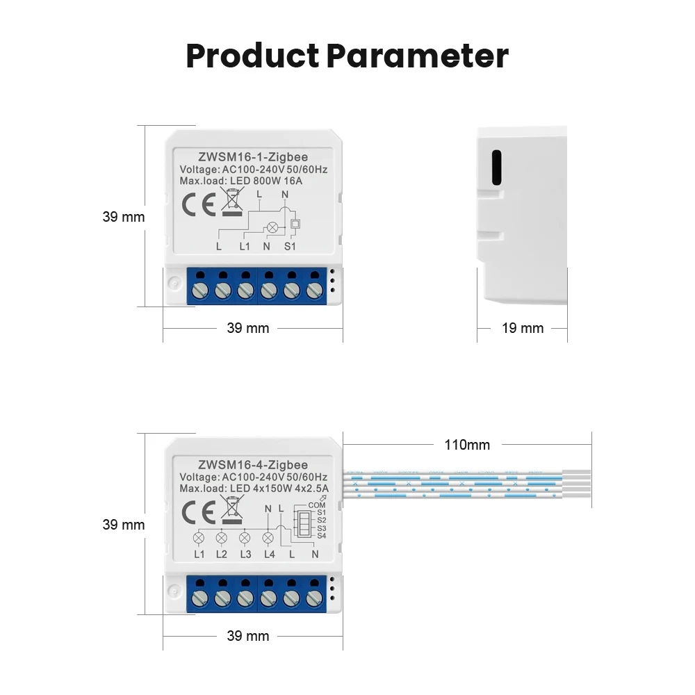 Imagem -06 - Miucda-módulo Interruptor de Luz Inteligente Switching Breaker Tuya Wifi Zigbee Neutro sem Neutro Controle de Fio Funciona com Alexa Google Home