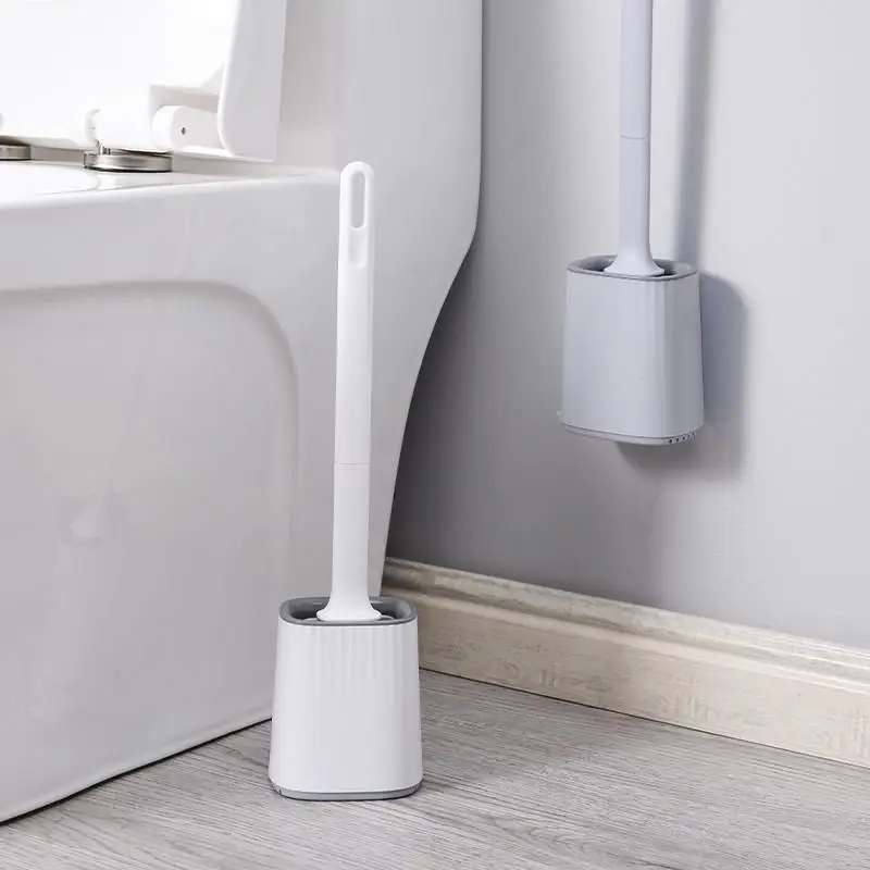 

Набор для чистки унитаза для домашнего использования: силиконовая щетка без мертвых зон, настенный крепеж, прочный пластиковый ершик, простая установка