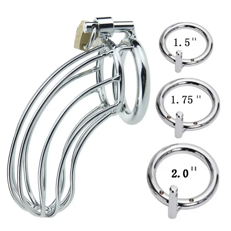 Cock Cage Sex Toys for Men Lockable Stainless Steel Penis Cock Ring Sleeve Lock Male Chastity Device Chastity Belt