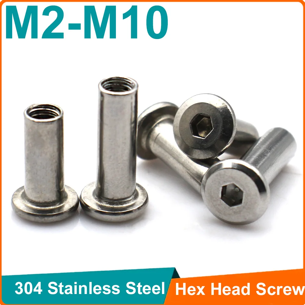 5-20pcs 304 Stainless Steel Coupling Nuts Hex Socket Barrel Nut Furniture Connector Nuts M2 M3 M4 M5 M6 M8 M10