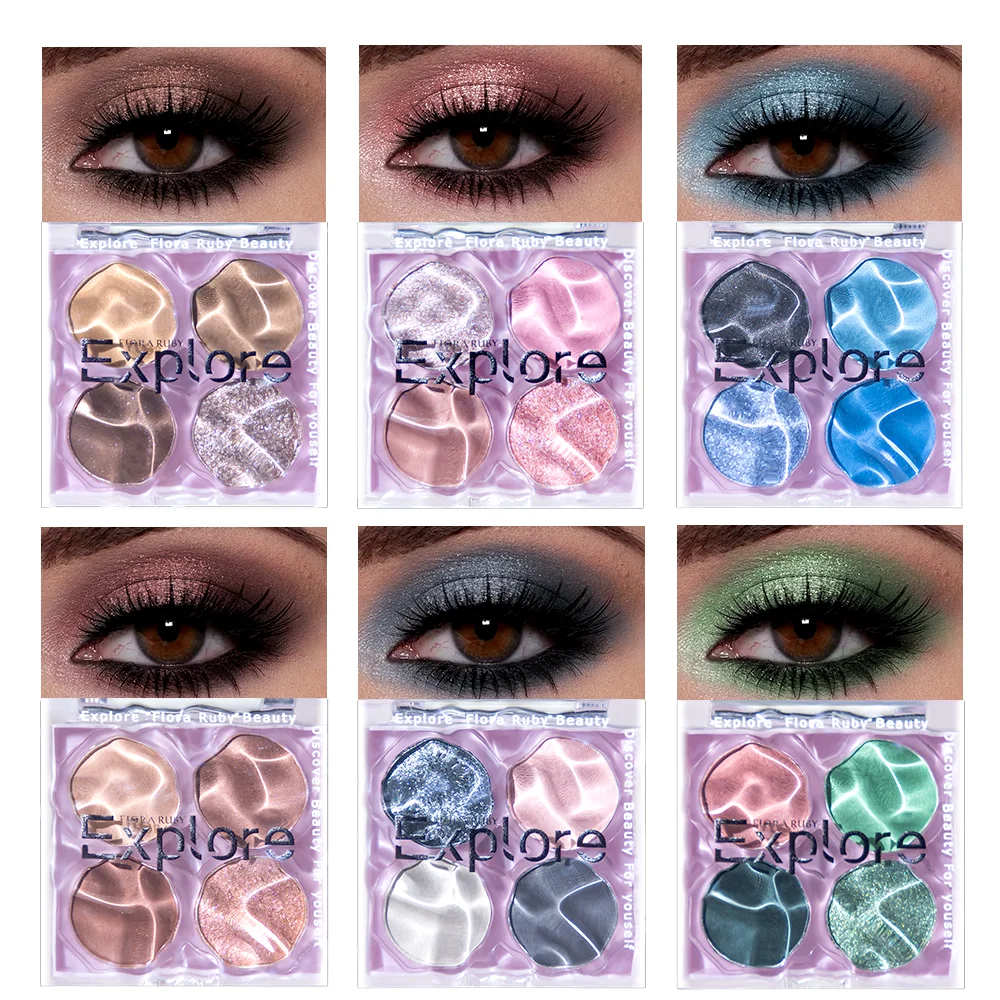 4 Colors Eye Shadow Glitter Eyeshadow Palette Matte Eyeshadow Waterproof Long Lasting Shiny Eye Shadow Green Eyes Palette