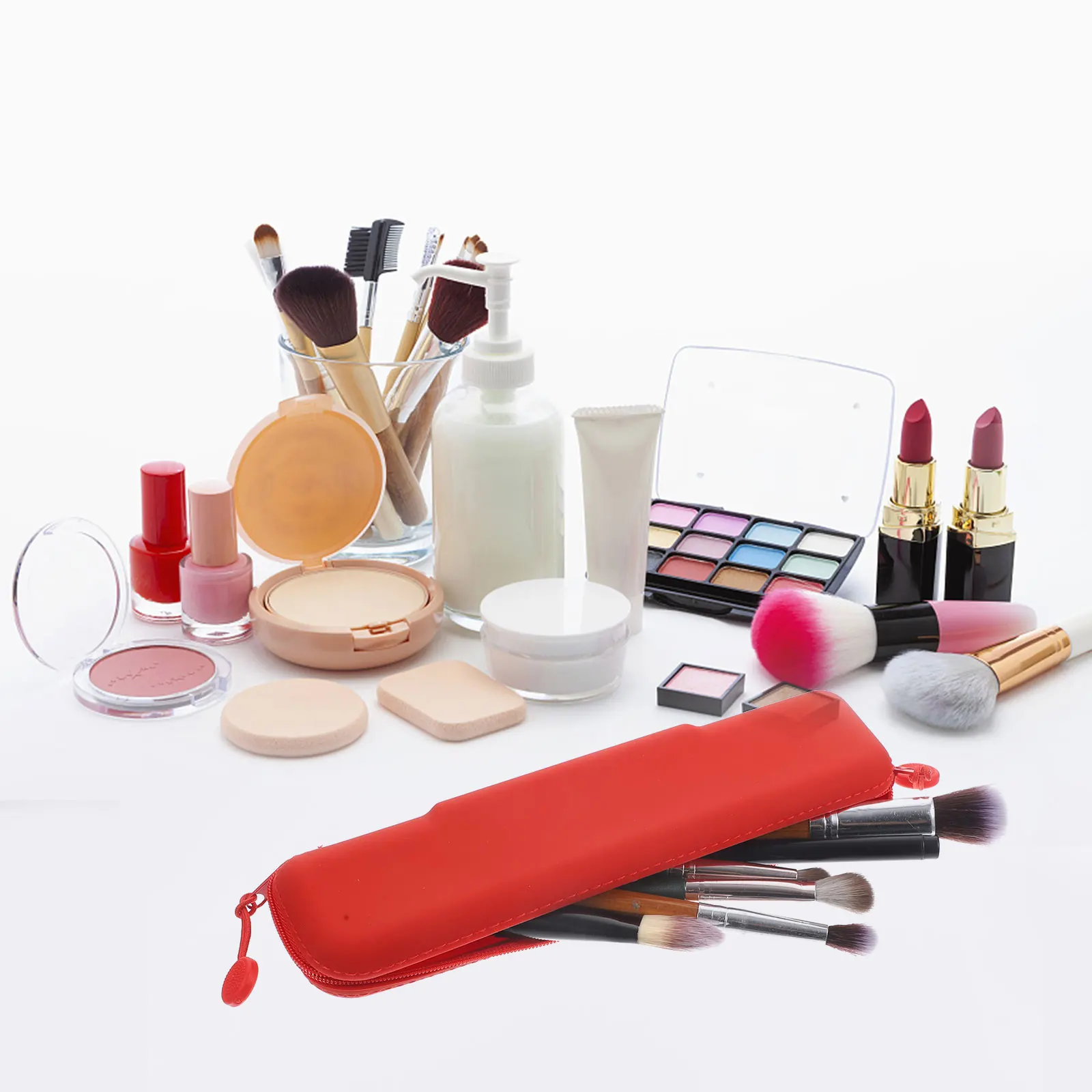 

Portable Silicone Brush Holder Blue Small Travel ganizer Bag Makeup Brush ganizer Bag Pouch Case Storage Tool For Brushes