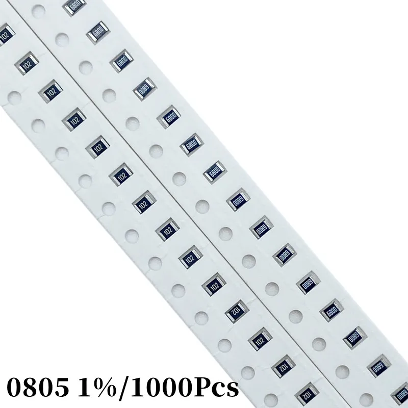 1000Pcs 0805 Smd Resistor 1% 100R 120 180 240 330 360 430 470 510 680 820Ohm 1K 10 22 33 36 43 47 51 56 62 68 75 82K 1 2.2 3.3M