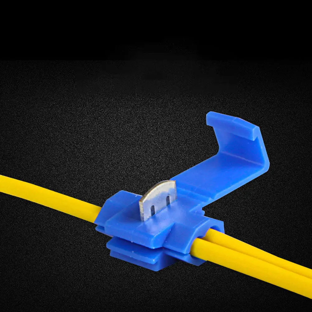 100Pcs Quick Splice Wire Connectors Insulated Snap Terminal Block Blue Crimp Connectors for 18-14 Gauge Cables Industrial
