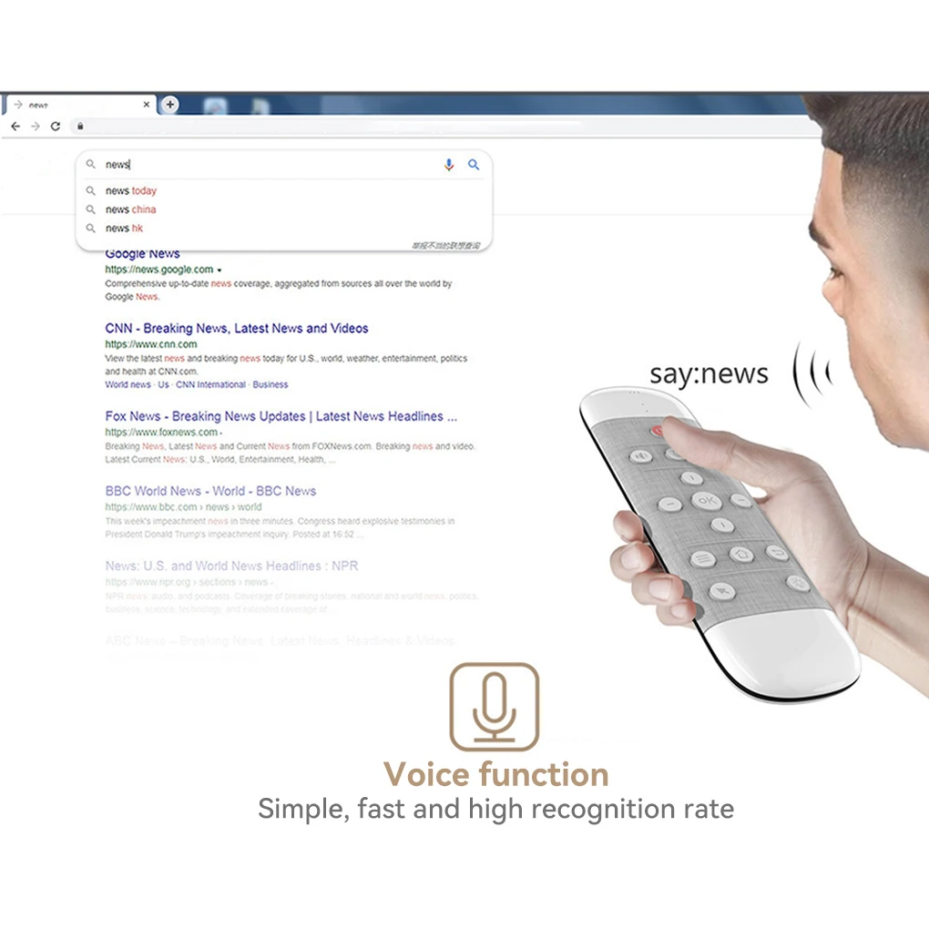

Voice Remote Control Smart 2.4G Wireless Air Mouse with Learning Function Microphone Sensing PC Backlight for TV Box Projector