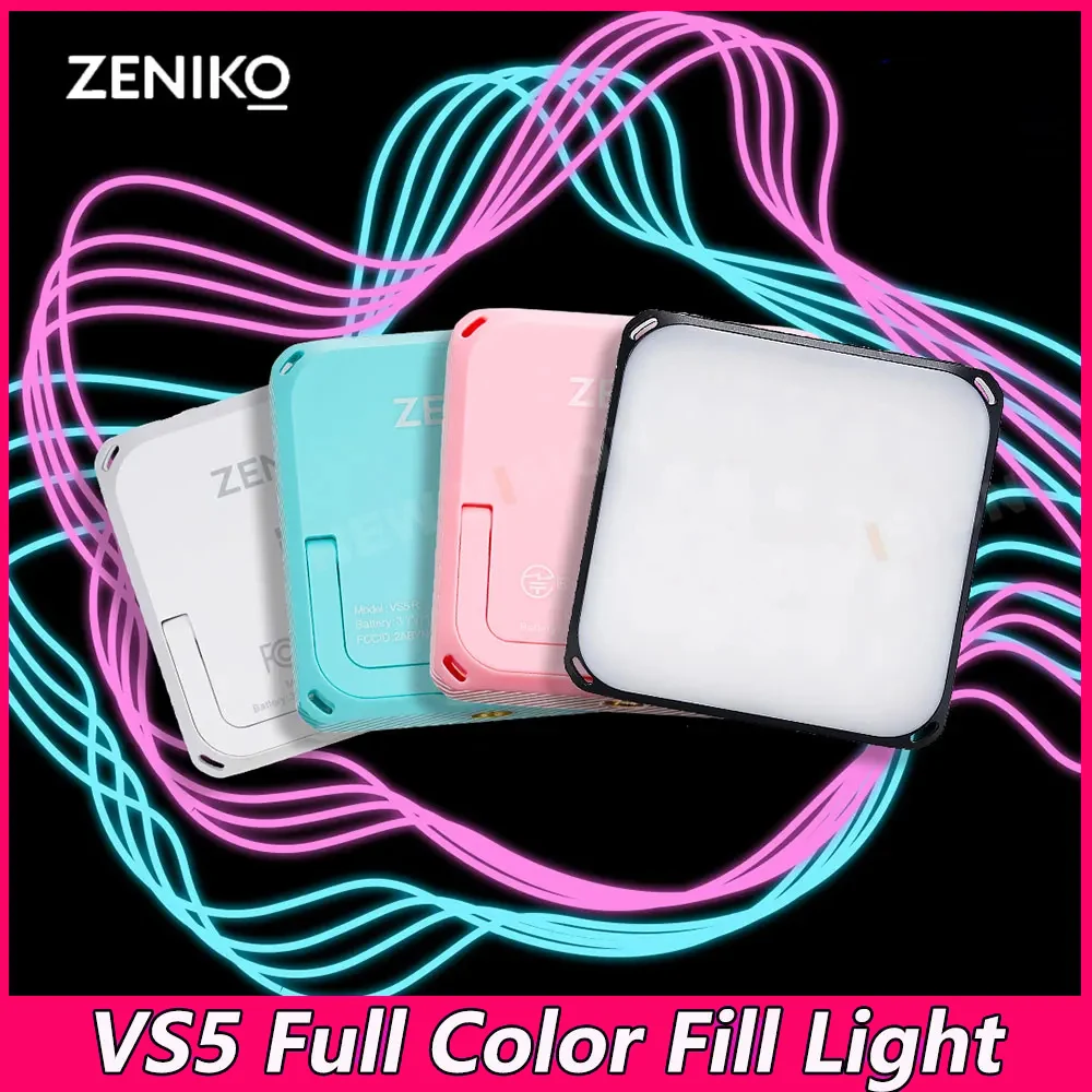 

ZENIKO VS5 Bi 2500K-8500K VS5 R Mini RGB Full Color Fill Light Dimmable Pocket Light with APP for Phone DSLR Camera Vlog Live