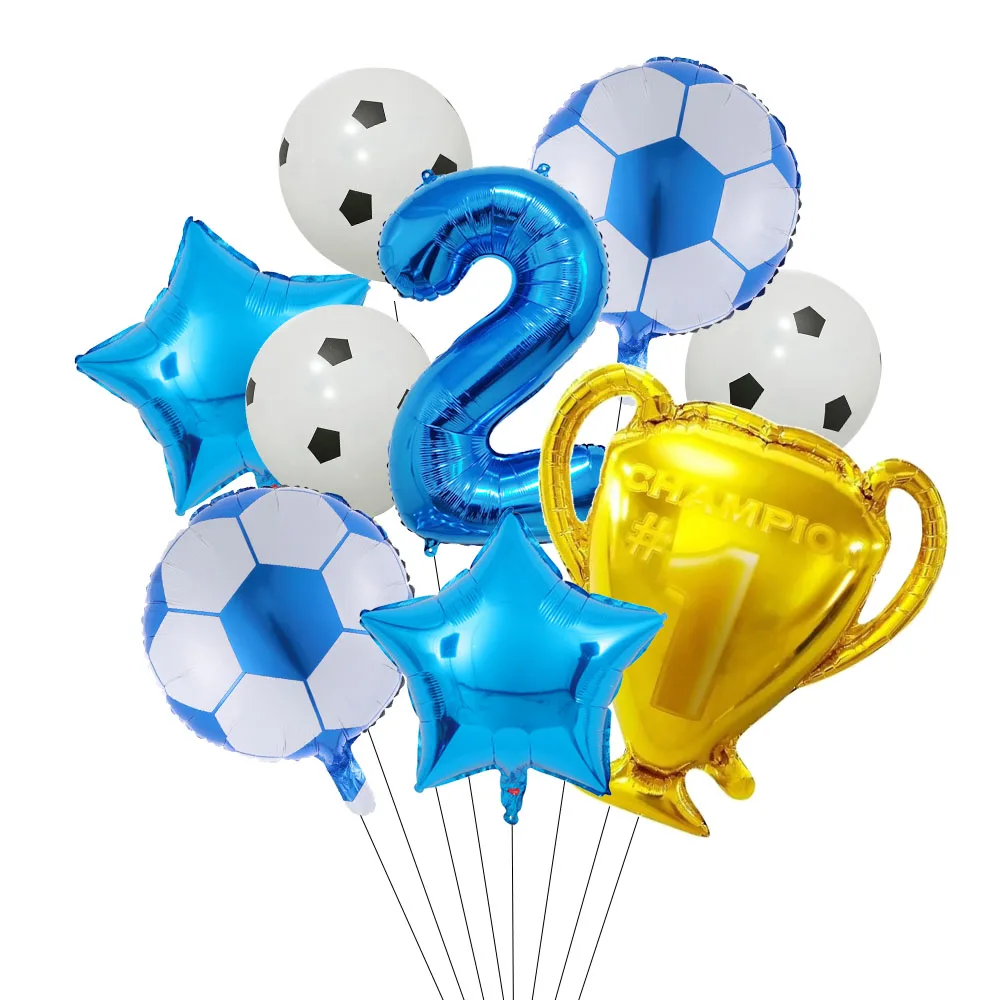 9Pc Gold Trophy Football Soccer Foil Balloon Birthday Party Decorations Kids Toys Gifts Adult Soccer Sports Theme Party Supplies