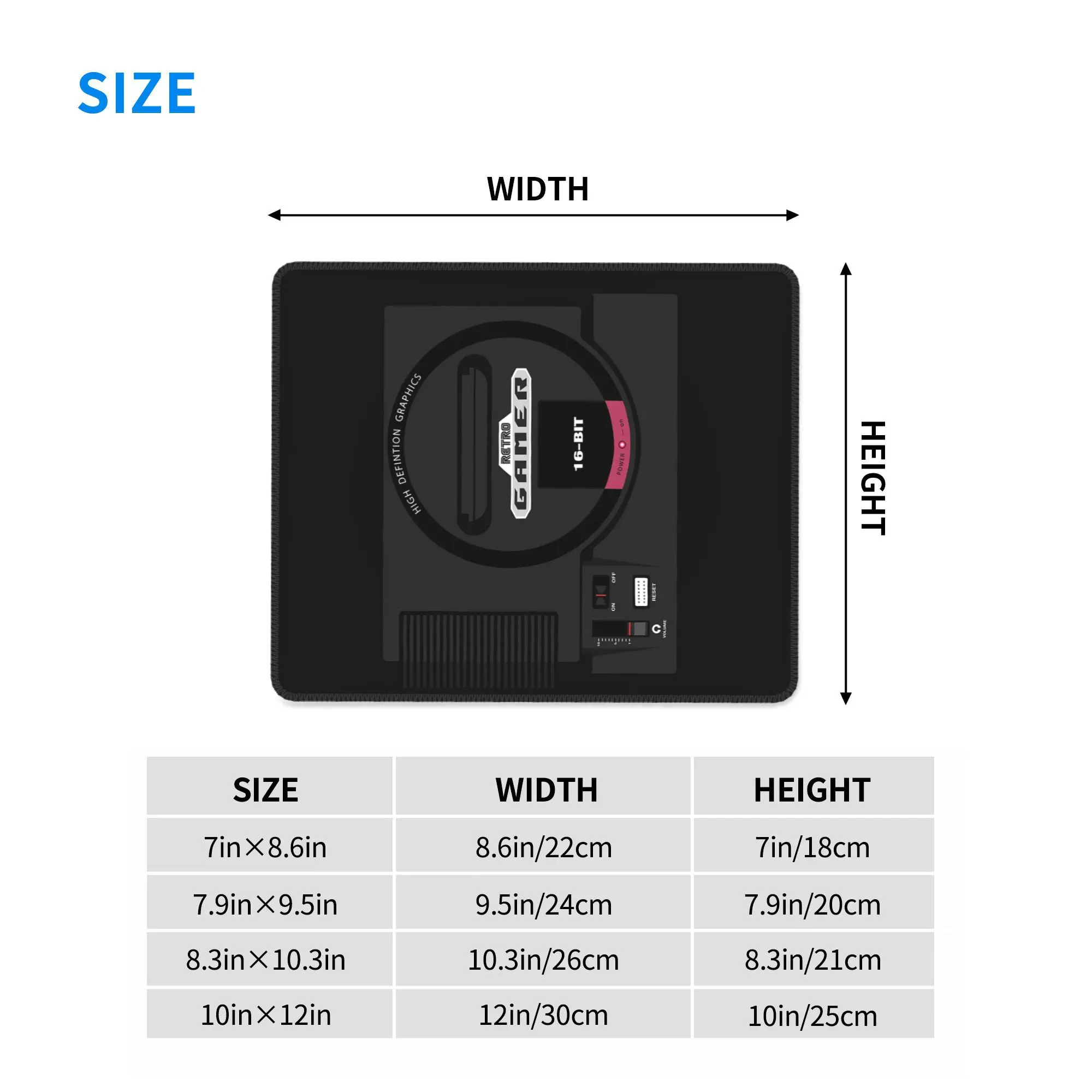 메가 16비트 레트로 게이머 - 제네시스 마우스 패드 컴퓨터 키보드 마우스 매트 게이머 PC 노트북 데스크 매트 사무용품 테이블 매트