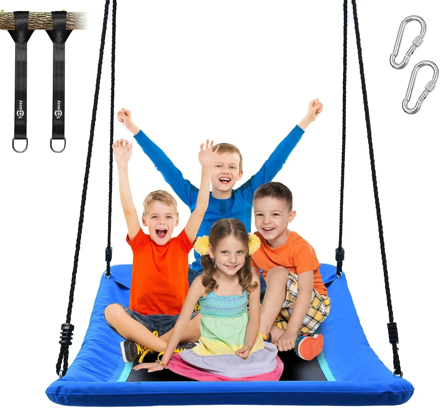 

60" Skycurve Platform Tree Swing for Kids & Adults, 700lb Capacity with 2 Hanging Straps - Blue (Patented)
