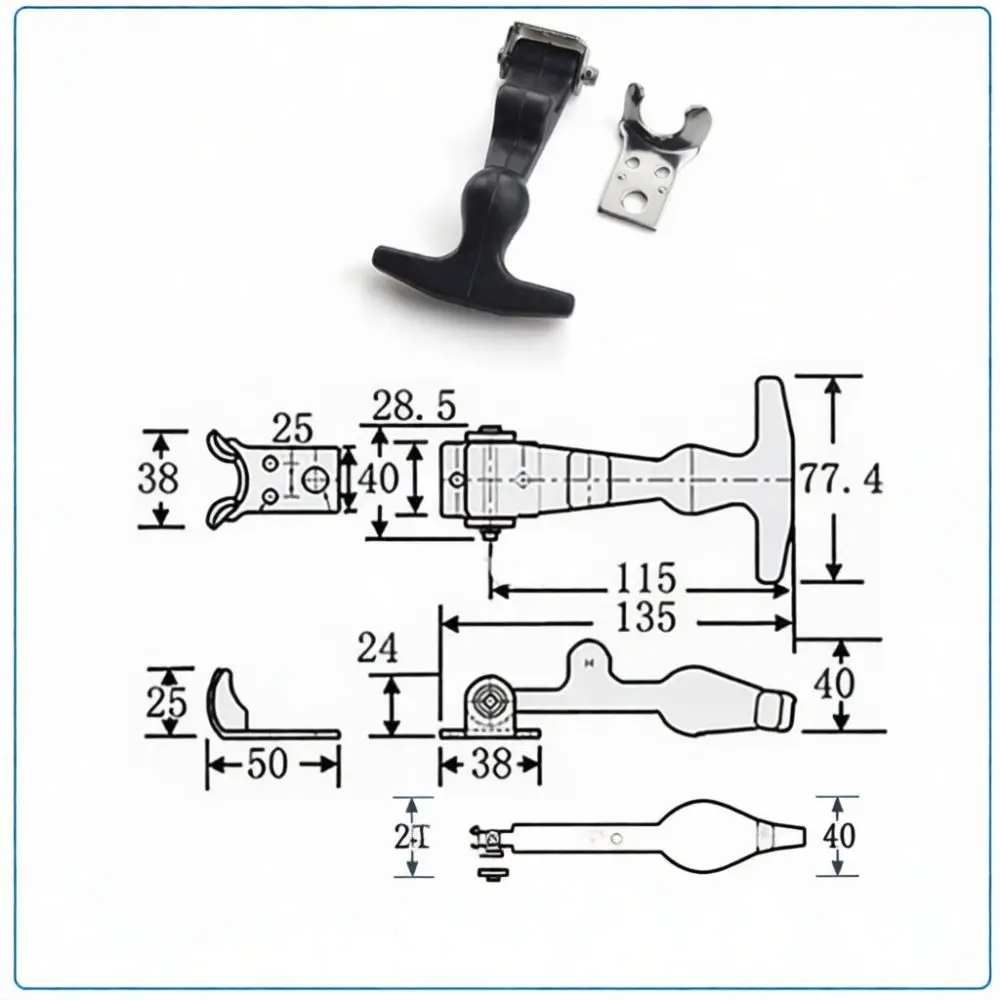 Flexible T Handle Toggle Latch Rubber Draw Catch Vibration Damper For Outdoor Camping Cooler Box Cabinets Door Hardware