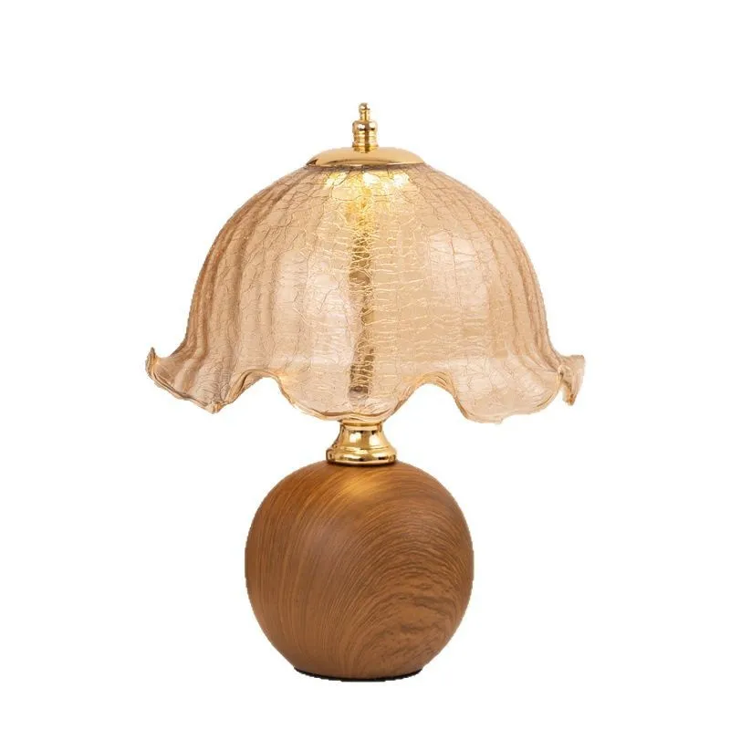 

European retro champagne table lamp, bedroom bedside ambient lamp