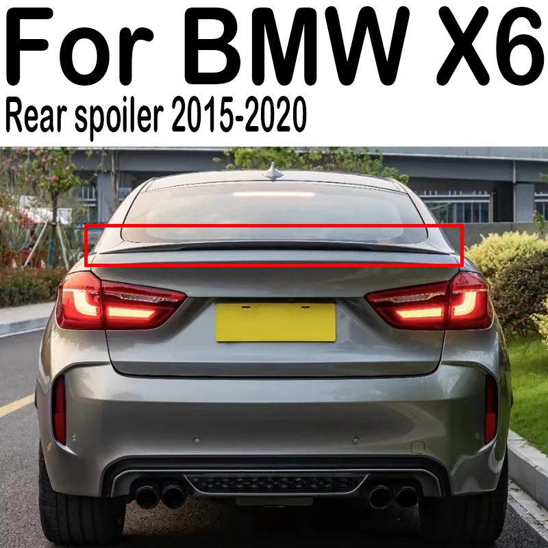 For BMW X6 F16 2015 16 17 18 19 20 Rear Trunk Boot Lid Lip Roof Spoiler Wings Black Carbon Car Styling Tuning Accessories