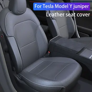כיסוי מושב עור עבור טסלה דגם Y ג'וניפר 2025 כרית עור נאפה נושם ונוח כיסוי מושב אביזרי רכב 10 best sales כיסוי מושב טסלה - №6