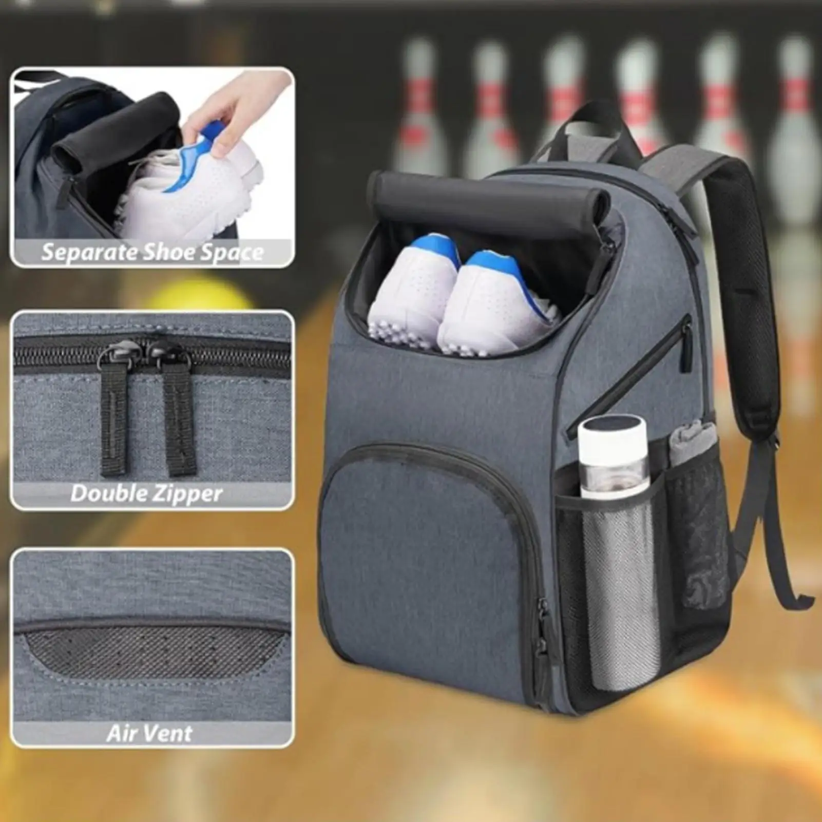 Bowling Bags Multi-Pocket Large Capacity Sports Accessories Single Ball Bowling Backpack For Men Players Athlete Towel Shoes
