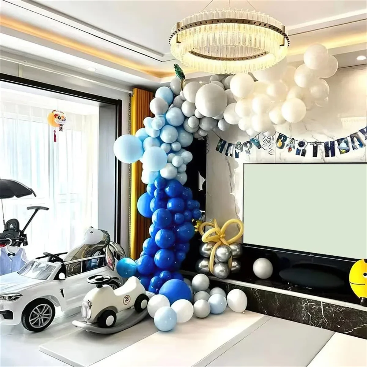 Royal Blue White Balloon Set Birthday Blue Theme Scene Wedding Layout Shopping Mall Event Wall Decoration Balloon Chain