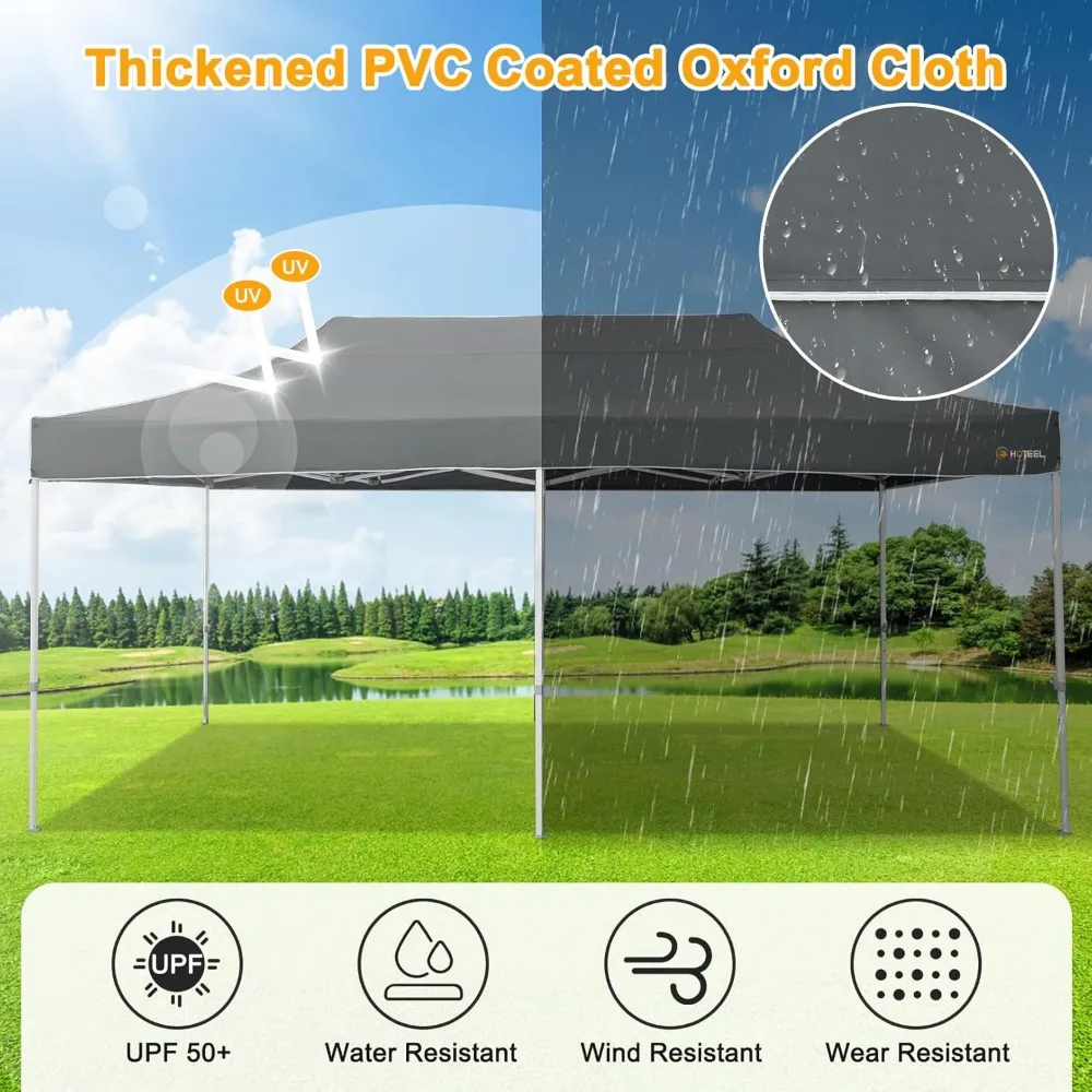 HOTEEL 10x20 Heavy Duty Pop Up Canopy Tent Outdoor Canopy Tents for Parties, Commercial Instant Waterproof Wedding Event Tent wi