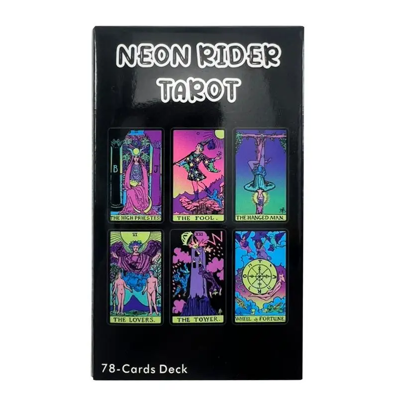 Neon Rider Tarot Cards para Leitura Adivinhação, Fortune Telling Game, Deck Original para Leitura, 1 Caixa, 78 Unidades