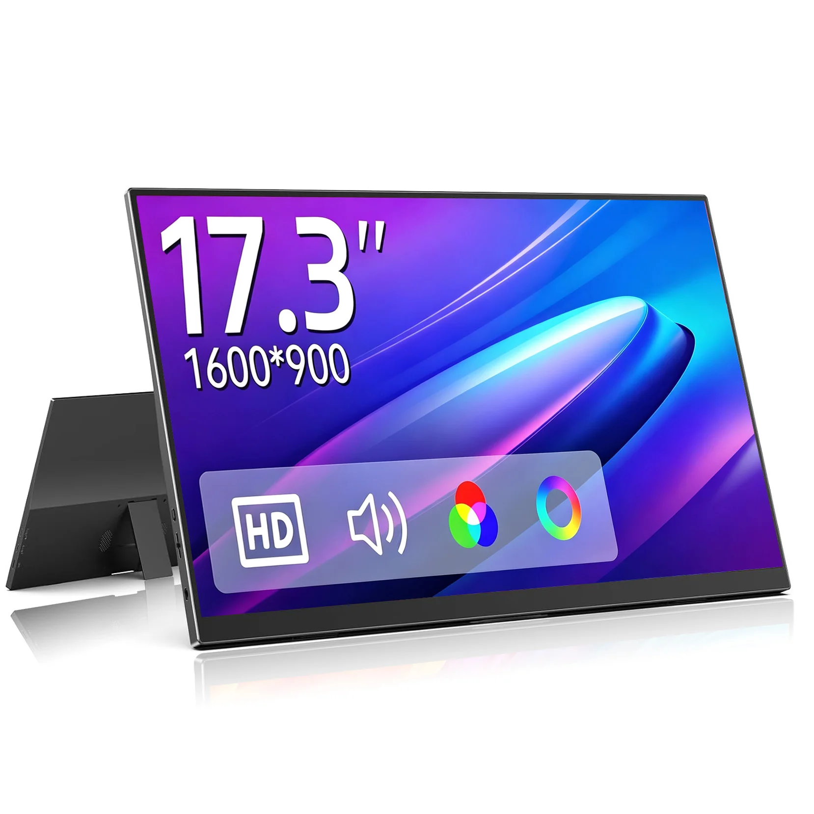 17.3 Inch Portable Monitor 1600×900 HD IPS 72%sRGB  External Second Screen for Laptop PC Phone Switch PS4/5 and Game Consoles