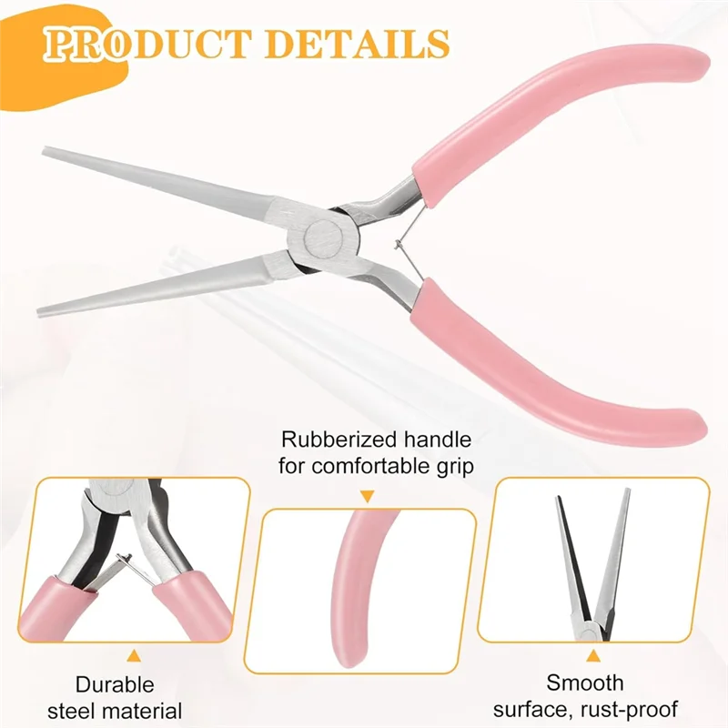 ABHU 2パックニードルノーズプライヤー、6インチロングノーズプライヤーフラットノーズジュエリープライヤー小型ノーズプライヤーツールワイヤーベンディングプライヤー