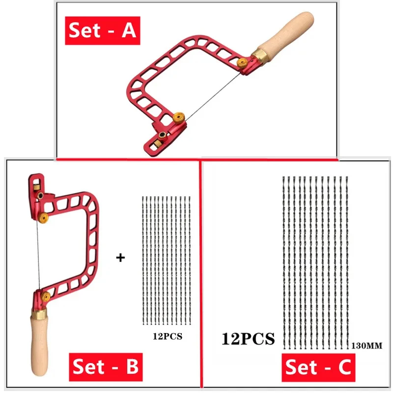 Woodworking Coping Saw, Aluminum Alloy Frame Curve Saw with Diamond Wire, for Ceramic Grass Wood Accurate Cutting