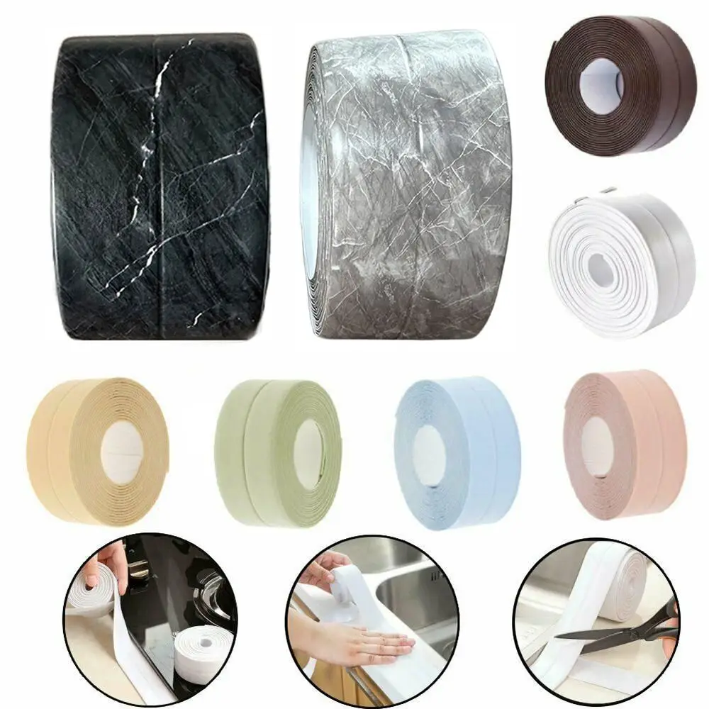 Professional Mildew-proof Caulk Tape Decorative Self Adhesive Shower Tile Sealer Countertop Colorful Sealing Tape Toilet
