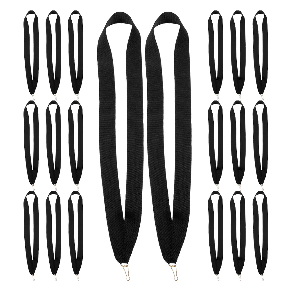 

20Pcs Sports Medal Lanyards Polyester Black Neck Ribbons Snap Clips Award Neck Ribbons Competition Medals Ribbon Lanyard