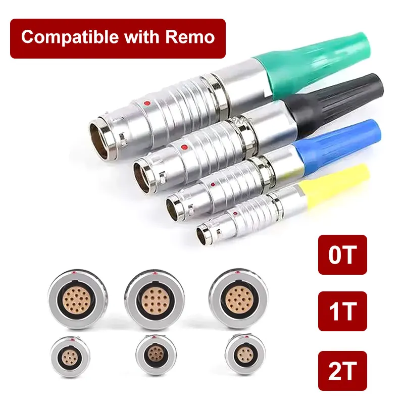 

T Series 0T 1T 2T LEMO Compatible FGG EGG Aviation Plug 2 3 4 5 6 7 Pin Metal Circular Connector Push-pull Self-locking Socket