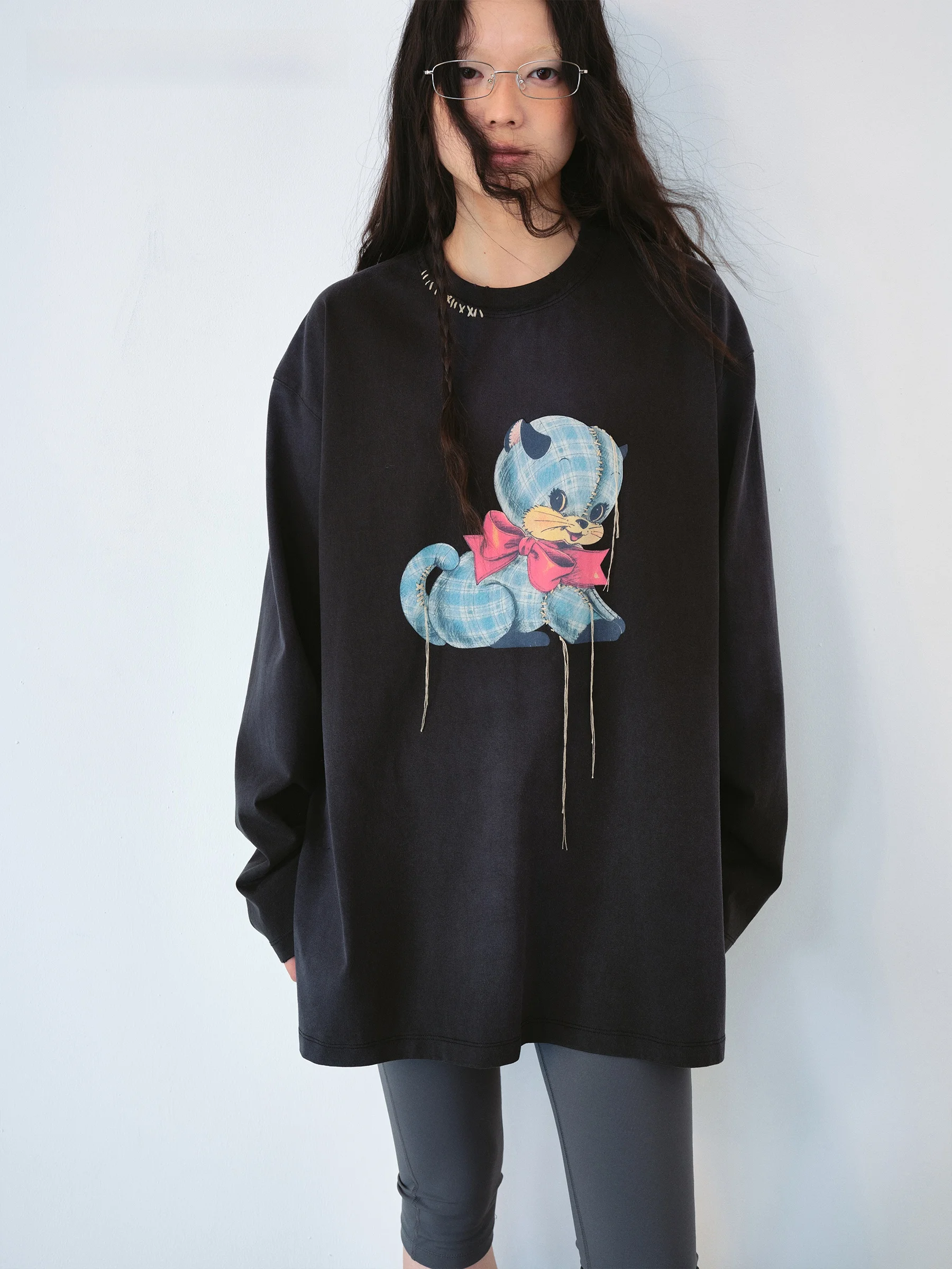 

Винтажная футболка VERMO с длинным рукавом, ручной вышивкой бахромой, свободного кроя, из хлопка, с круглым вырезом, унисекс, производство Китай