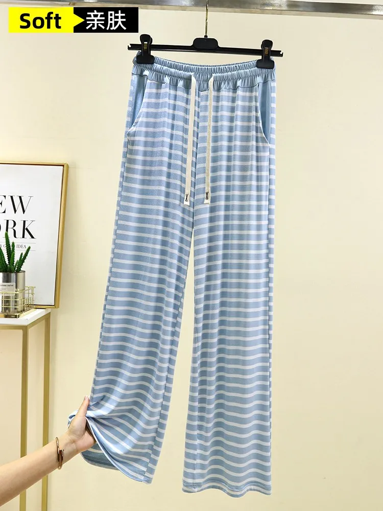 Pantaloni larghi a gamba dritta Pantaloni estivi da donna in modal sottile Dstring Home Spwear Pantaloni lunghi da indossare casual all'aperto di grandi dimensioni