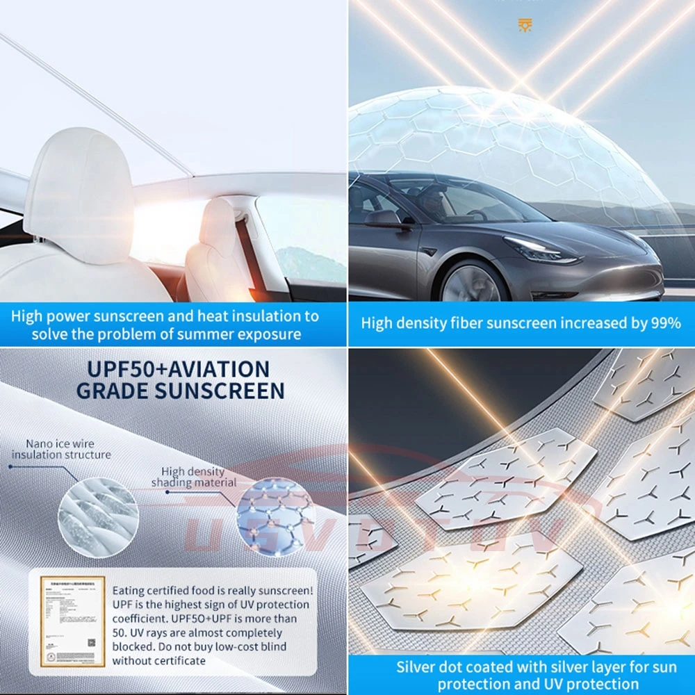 Upgrade Sonnenschutz für Tesla Modell y 3 Highland Anti-UV-Sonnenschutz Dach Schild Visier Eis Stoff Schnalle Glas Oberlicht Kühler Abdeckung