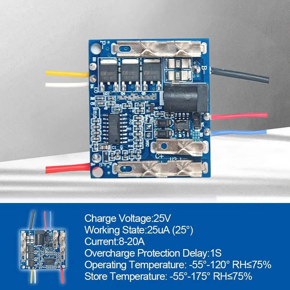 Module 18/21V Battery Charging Protection Board Li-Ion 20A 5S BMS Protection Circuit Circuit Board Module Power Tools