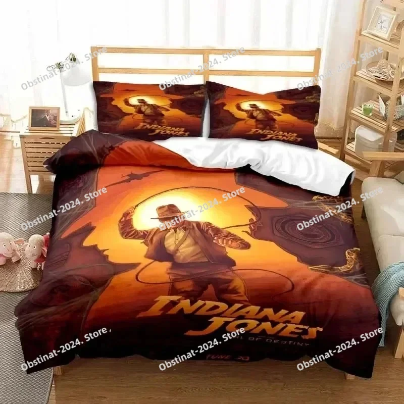 Indiana Jones The Dial of Destiny Stylish Bedding Set Printed Duvet Cover Sheet Pillowcase Soft Quilt Cover Full Queen King Size