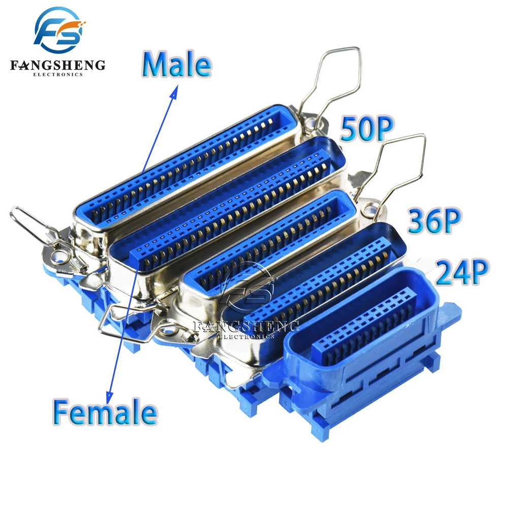 57 Series Centronics Connector 24 36 50 Pin IDC Type Cable Mount Printer Port for Ribbon Flat Cable 24P 36P 50pin Male Female