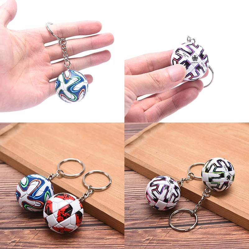 3D Sports Football Souvenirs PU Leather Keyring Men Soccer Fans Keychain Pendant