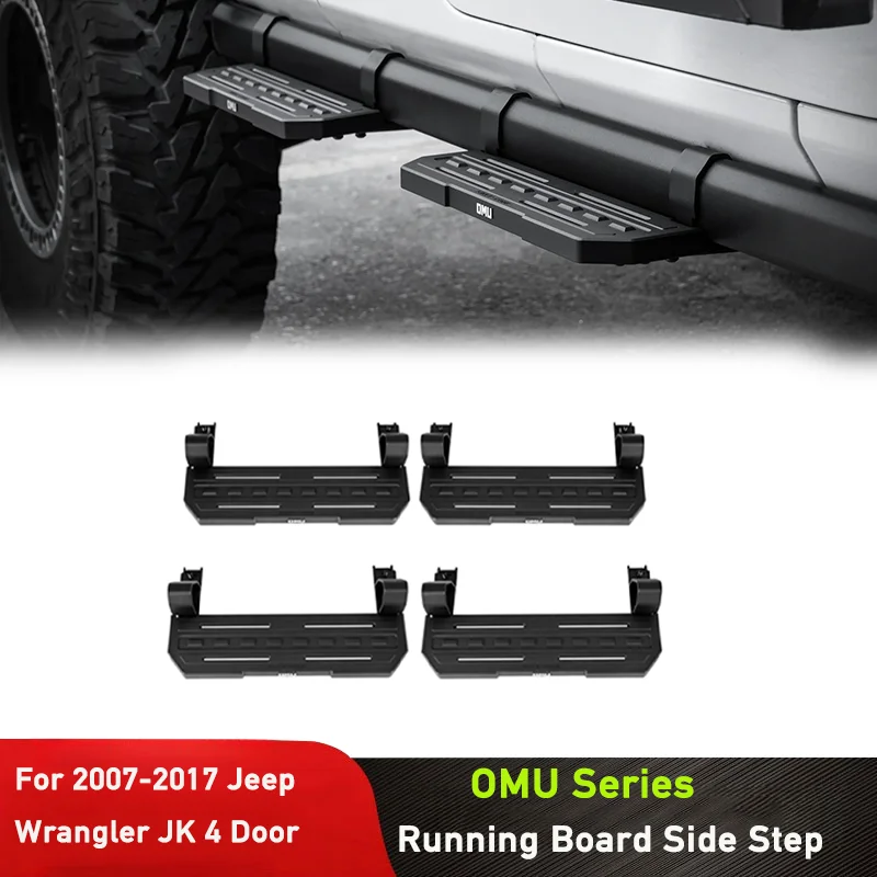 Off Road 4x4 Accessories OMU Aluminum Running Board Side Step For Jeep Wrangler JK 4 Door with Rubicon OEM Side Bar 2007-2017