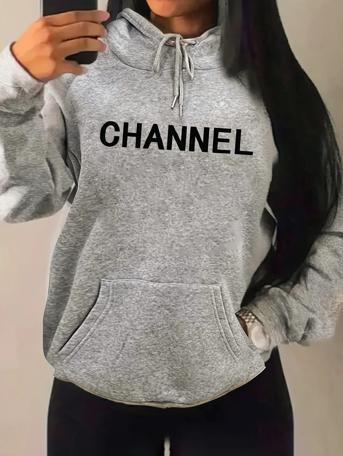 

Women's CHANNEL Print Sweatshirt Female Fashion All-Match Street Hoody Crewneck Casual Hoodies Pullover Oversize Clothing
