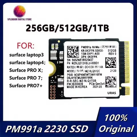 Originale PM991a 1TB 512GB 256GB SSD M.2 2230 Unità a stato solido interna PCIe3.0x4 NVME SSD per Microsoft Surface Pro7 + SteamDeck