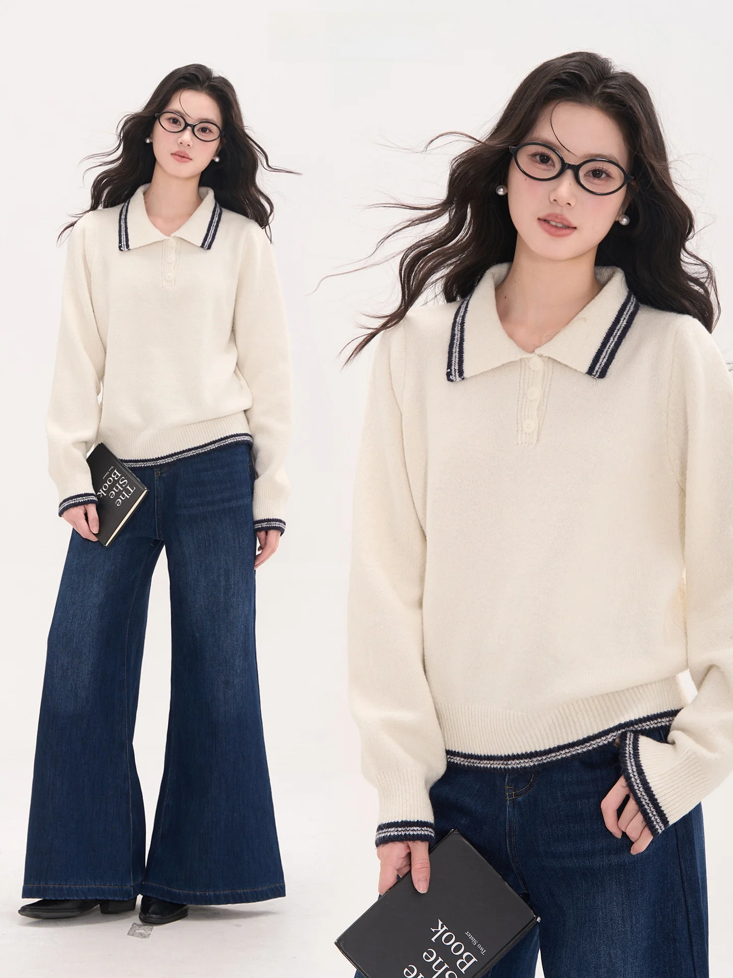 

Heme 4 Women's Wool Ne Sweater Long Sve Casual Autumn Top Color Blo Window Display Floral Pattern Commute Sle