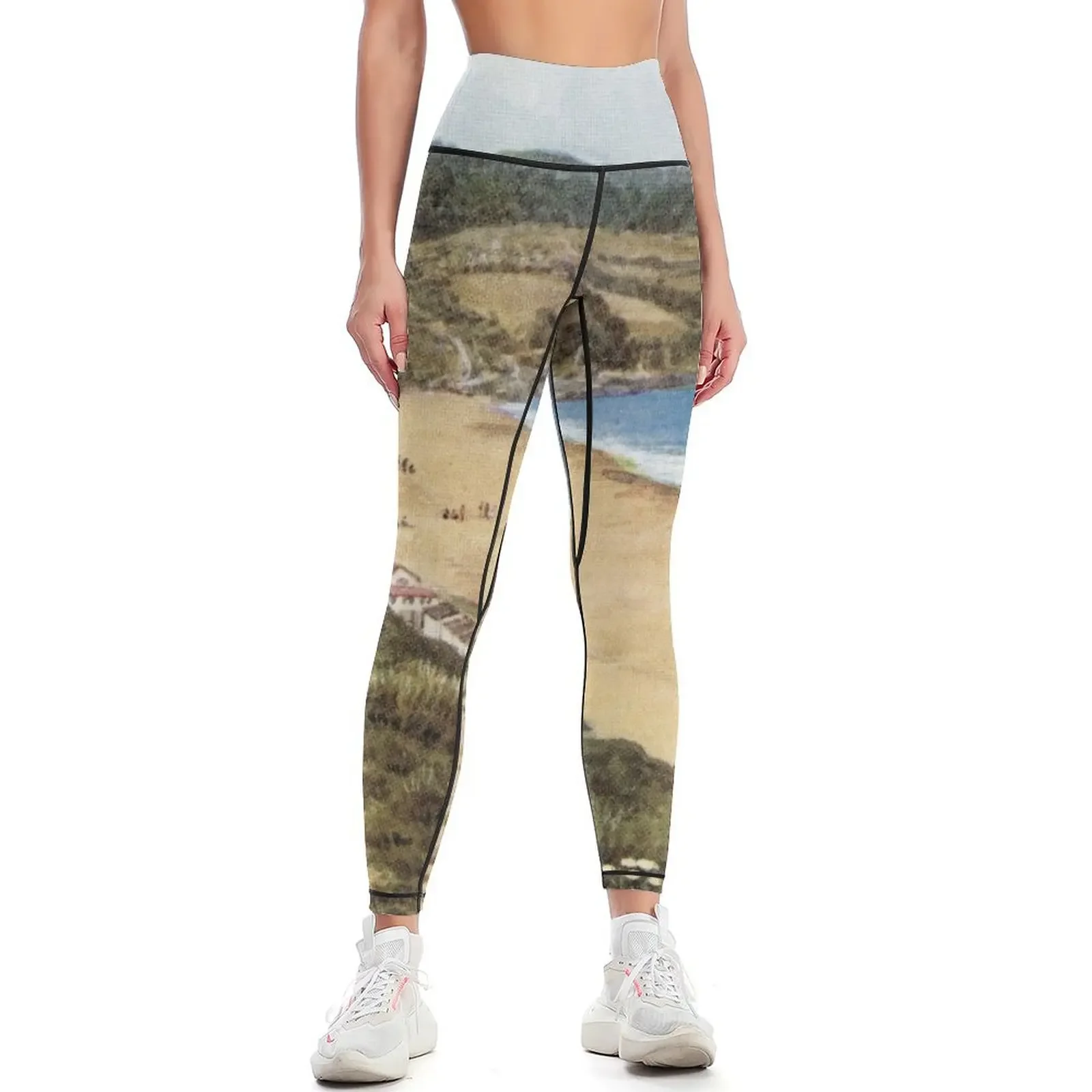

Aquarelle St Ives Cornwall Carbis Bay Leggings Women's fitness active wear gym's clothing trousers Womens Leggings