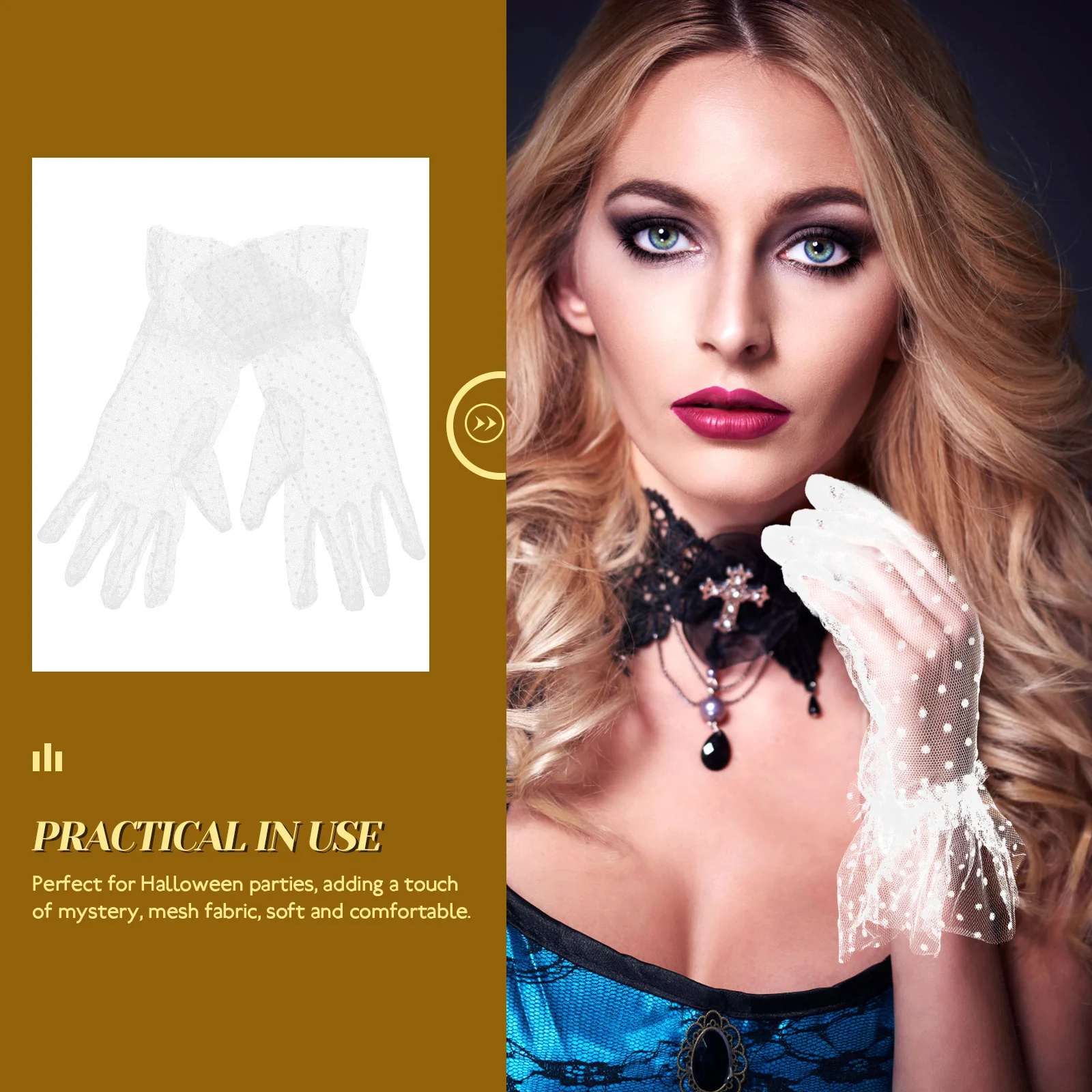 Kurze Spitzenhandschuhe aus schwarzem Mesh für Damen, Hochzeit, Party, leicht, atmungsaktiv, bequem, für Halloween, Abschlussball, Bankett, Zubehör