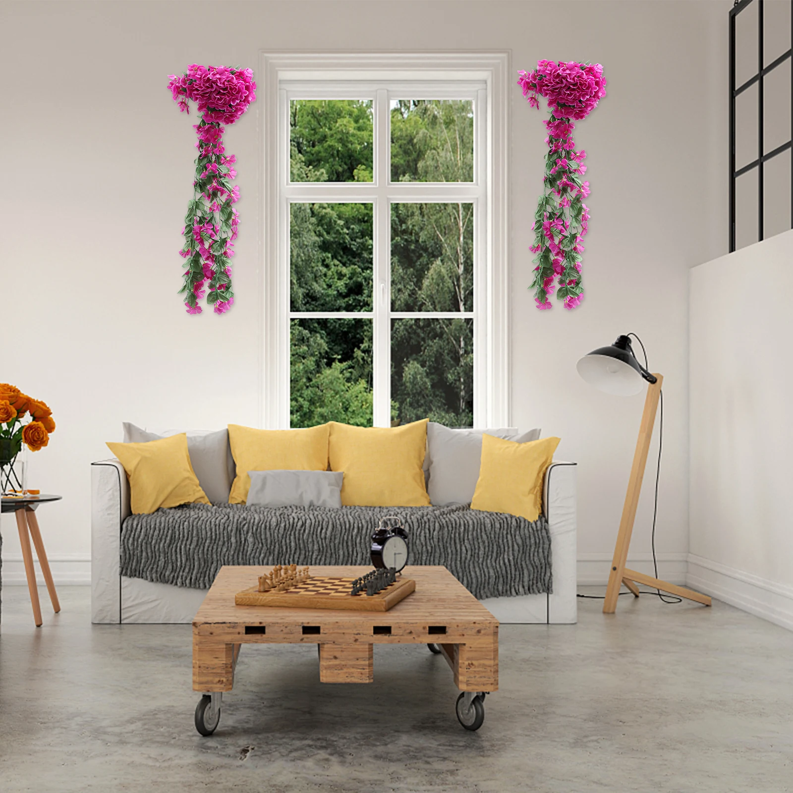 

2 Pcs Artificial Simulated Violet Wall-mounted Decoration Flowers Fake Purple Lattice Hanging